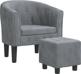 vidaXL Fotoliu tip cuvă cu taburet, gri închis, catifea