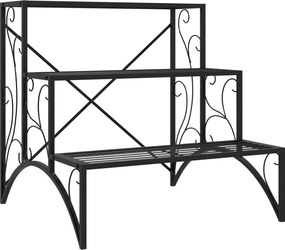 Outsunny Raft pentru Plante cu 3 Niveluri din metal, 60x60x60 cm, Negru | Aosom Romania