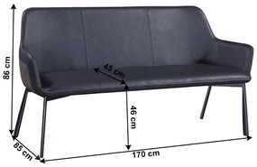 Bancă de luat masa, piele ecologică gri / ţesătură maro, PADRA