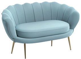 HOMCOM Canapea de 2 Locuri cu Brațe, Canapea Modernă cu Șezut Căptușit pentru Dormitor și Sufragerie, 130x77x77 cm, Albastru | Aosom Romania