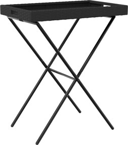 vidaXL Masă pliabilă cu tavă, negru, 65x40x75 cm, poliratan
