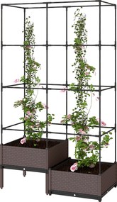 Outsunny Pat înălțat cu cutie de plantare și spalier, orificii de drenaj, ghiveci din plastic 100 x 50 x 174 cm | Aosom Romania