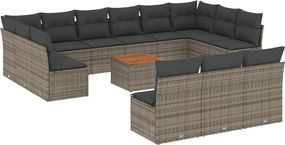 vidaXL Set mobilier de grădină cu perne, 14 piese, gri, poliratan