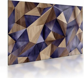 Tablou pe sticlă - 3D triunghiuri de lemn (70x50 cm)