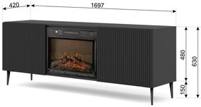 Masă TV cu bioșemineu FPB 2D 170 C Rowanna (Negru). 1125091