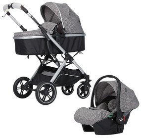 Carucior nou nascuti 3 in 1 NOVOKIDS™ H3100 series, Cu geanta bebe, Cadru Aluminiu, Amortizoare, Roti din cauciuc plin AVE, Landou, Scoica auto,