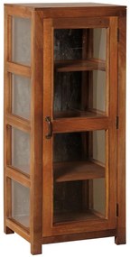 Vitrina din lemn reciclat si sticla, cu usa, aspect rustic, Marcel