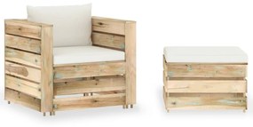 3074533 vidaXL Set mobilier de grădină cu perne, 2 piese, lemn verde tratat