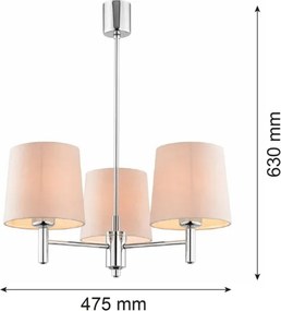 Brilagi - Lustră cu tijă MONTE 3xE27/60W/230V bej/crom lucios