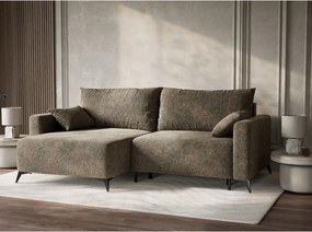 Colțar maro extensibil/cu spațiu de depozitare cu tapițerie din chenille (cu colț pe partea stângă/cu șezlong) Leon – Maison de Rêve