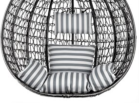 Scaun suspendat negru KOKON fara suport, perna alb-gri
