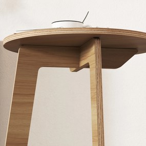 HOMCOM Măsuță auxiliară în formă de C Măsuță rotundă Montaj rapid pentru spații mici Living Dormitor Natural | Aosom Romania