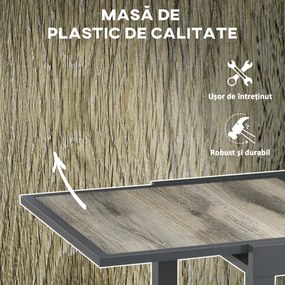 Outsunny Masă de Grădină Extensibilă 80/160x80x75 cm, Masă de Dining pentru 6 Persoane Dreptunghiulară din Aluminiu cu Blat din Plastic, pentru Terasă, Balcon și Exterior, Bej | Aosom Romania