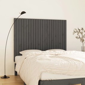 824945 vidaXL Tăblie de pat pentru perete, gri, 146,5x3x110 cm lemn masiv pin