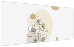 Tablou - Flori bej cu fluture N⁰4 (120x50 cm)