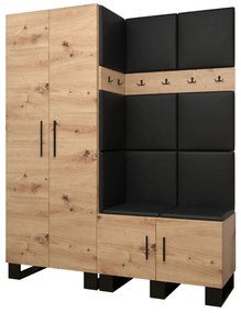 Set mobilier pentru hol Amanda 2 (Stejar artisan + piele ecologică Negru). 1085874