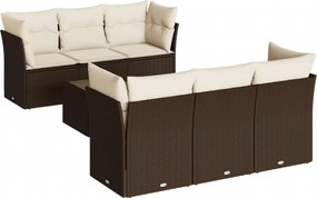 vidaXL Set canapele de grădină cu perne, 7 piese, maro, poliratan