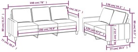 Set de canapele cu perne, 2 piese, gri deschis, catifea