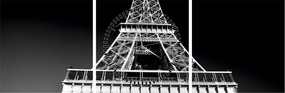Tablou - Turnul Eiffel, alb-negru (cu ceas) (90x30 cm)
