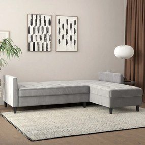 Colțar gri deschis cu tapițerie din catifea Presley – Støraa