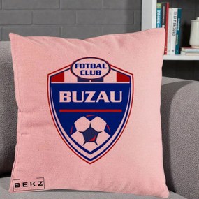 Perna Personalizata FC Buzau Fotbal, 40x40 cm, Roz, Husa Detasabila, Perna Inclusa, BEKZ®
