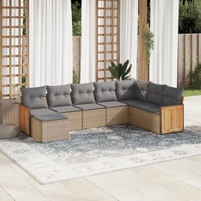 vidaXL Set canapele de grădină, 8 piese, cu perne, bej, poliratan