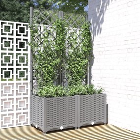 vidaXL Jardinieră de grădină cu spalier, gri deschis, 80x40x136 cm, PP