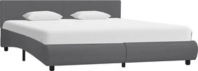 vidaXL Cadru de pat cu LED, gri, 180 x 200 cm, piele artificială