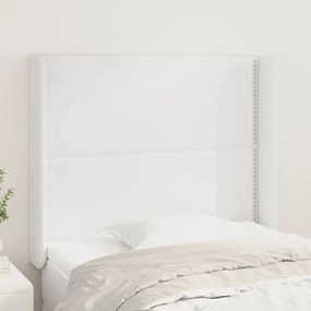 3119519 vidaXL Tăblie de pat cu aripioare, alb, 93x16x118/128 cm, piele eco