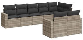 3251559 vidaXL Set mobilier de grădină cu perne, 8 piese gri deschis poliratan