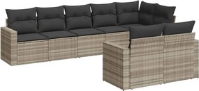 vidaXL Set mobilier de grădină cu perne, 8 piese gri deschis poliratan