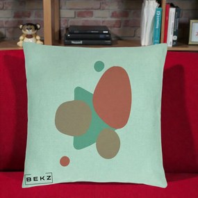 Perna Decorativa Abstract Forme Coral Turcoaz, 40x40 cm, Verde Menta, Husa Detasabila, Perna Inclusa, BEKZ®