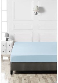 Cearceaf albastru deschis din bumbac cu elastic 140x200 cm – Mijolnir