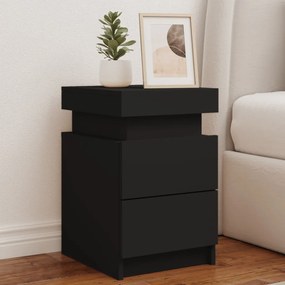 vidaXL Noptiere cu lumini LED, 2 buc., negru, 35x39x55 cm