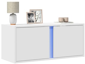 vidaXL Comodă TV de perete cu lumini LED, alb, 80x31x35 cm