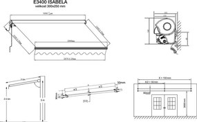 Marchiză/Copertină retractabilă casetată motorizată ISABELA 3x2,5m Bej
