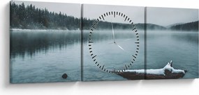 Tablou - lacul nordic înghețat (cu ceas) (90x30 cm)