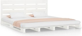 vidaXL Cadru de pat fără saltea, alb, 160x200 cm, lemn masiv pin