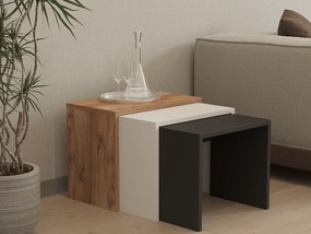 Set 3buc. măsuțe cafea Kibusa (antracit + stejar + alb). 1094326