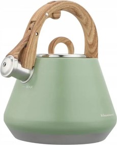 Ceainic cu fluier Klausberg KB 9062, 2,5 l, Otel inoxidabil, Maner care nu se incalzeste, Toate plitele inclusiv inductie, Verde