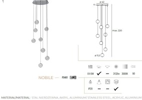 Lustra cu 8 pendule LED design modern NOBILE