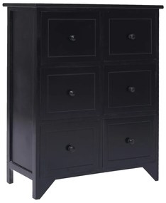 vidaXL Dulap lateral cu 6 sertare, negru, 60x30x75 cm, lemn paulownia