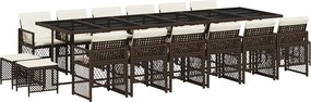 vidaXL Set mobilier de grădină cu perne, 17 piese, maro, poliratan