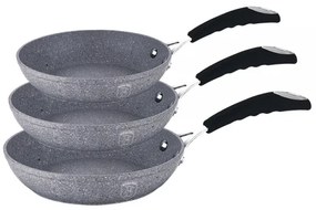 Set 3 tigai marmorate (3 straturi) din aluminiu forjat Gray Stone Touch Line Berlinger Haus BH 1180