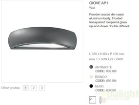 Aplica de perete exterior, cu iluminat up-and-down, IP54, GIOVE AP1 ANTRACITE 092188