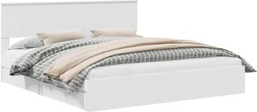 vidaXL Pat cu storage cu headboard Alb 180 x 200 cm Lemn compozit