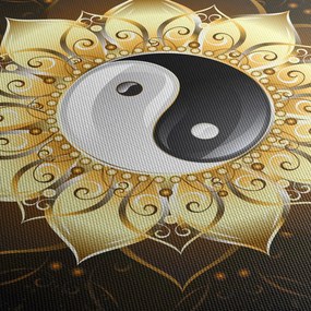 Tablou - Yin-Yan de aur (cu ceas) (90x30 cm)