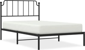 vidaXL Cadru de pat din metal cu tăblie, negru, 107x203 cm