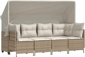 vidaXL Set canapele de grădină cu perne, 5 piese, bej, poliratan