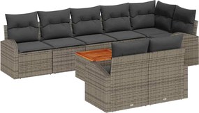 vidaXL Set de canapele pentru grădină cu pernă 9 pcs Gri poliratan